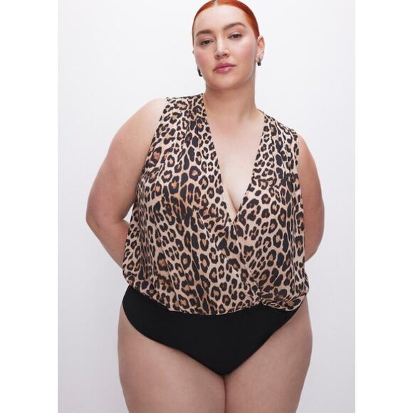Good American Georgette Wrap Bodysuit Leopard Top | Sz 4, XL | NEW $129 - Picture 4 of 15